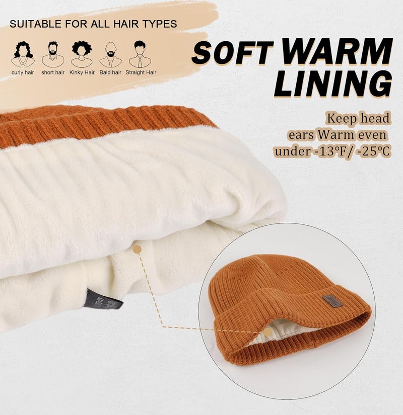 Wmcaps Warm Beanie for Men Women, Fleece Lined Beanie Warm Winter Caps Unisex Fashion Knit Cuffed Cap - Image 2